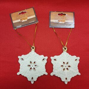 Vintage Christmas Snowflake Ornament Crockett Barrel Season of Glory Porcelain